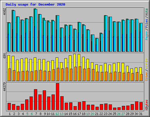 Daily usage for December 2020