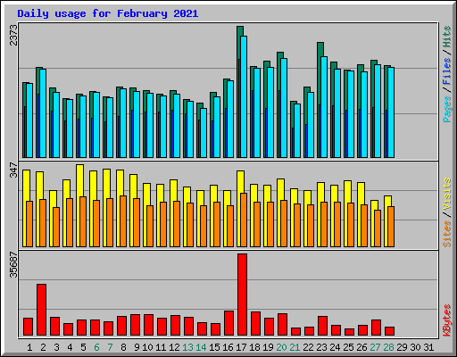 Daily usage for February 2021