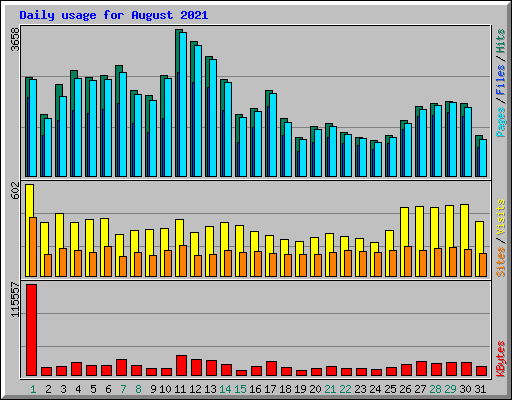 Daily usage for August 2021