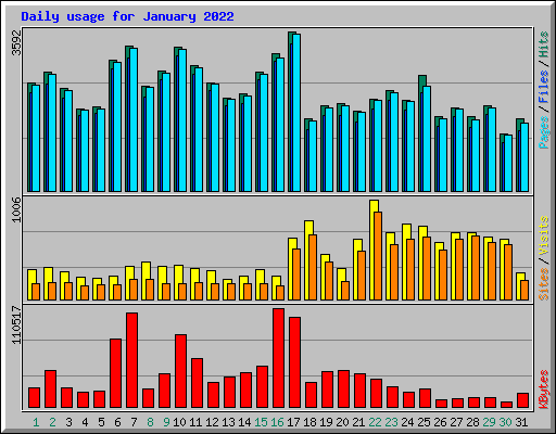 Daily usage for January 2022