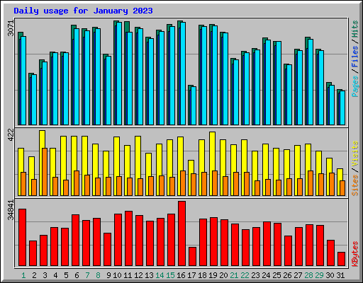 Daily usage for January 2023