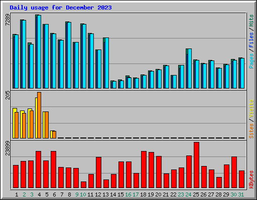 Daily usage for December 2023