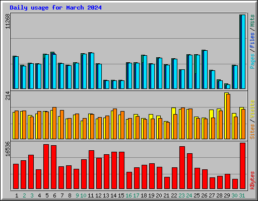 Daily usage for March 2024